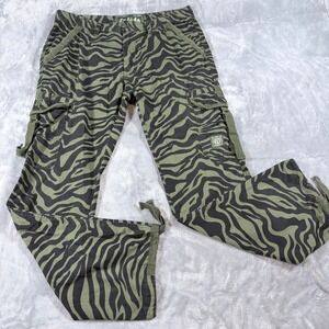Akdmks Cargo Pants Men Zebra Tiger camo Print Cargo‎ Pockets Y2k W38 L34 Vintage